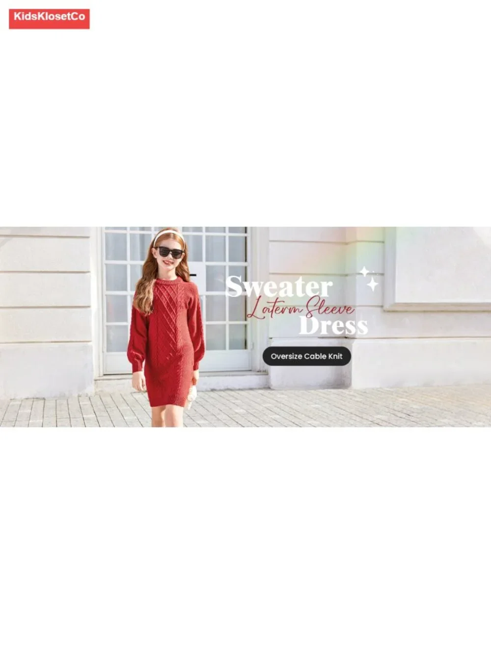 Girls Cable Knit Sweater Dress Long Sleeve Pullover Casual Fall Winter